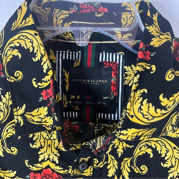 Denim & Flower Floral Button Up Shirt - Sz L - Picture 2 of 5